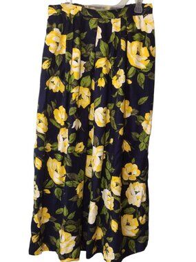 Vintage Weathervane Floral Midi Skirt Union Made USA Modest Pockets Cottage